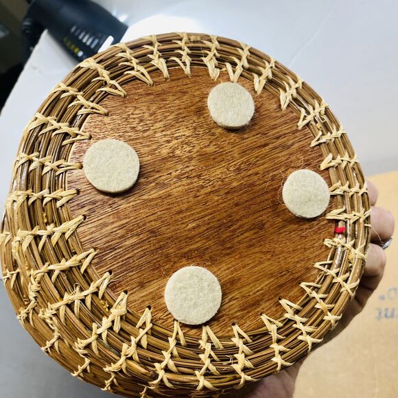 Hand Woven Deep Trinkets Red Inside Whatnots Keys Decorative Basket Shelf Desk - Picture 7 of 10
